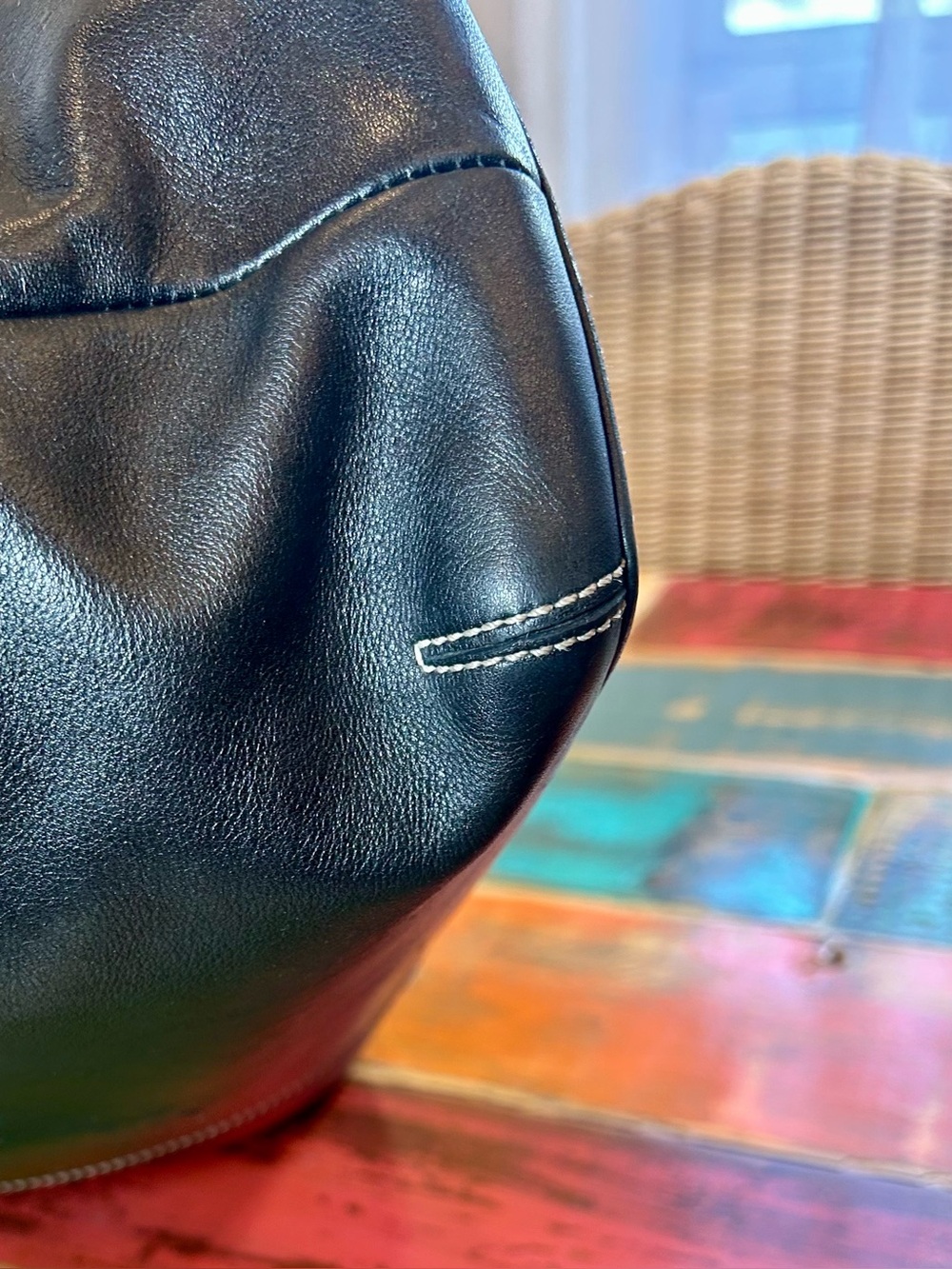 Vintage Y2K Coach Black Leather Hampton Shoulder Tote Bag 5246 - Picture 8 of 16